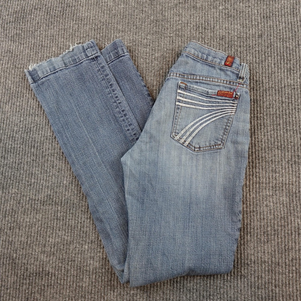 7 For All Mankind Dojo Jeans Womens 26 Medium Wash Blue Low Rise Straight Denim